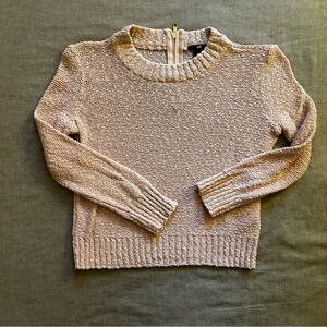 H&M pale pink 3/4 ribbed sleeve sweater, zip back. Like new.